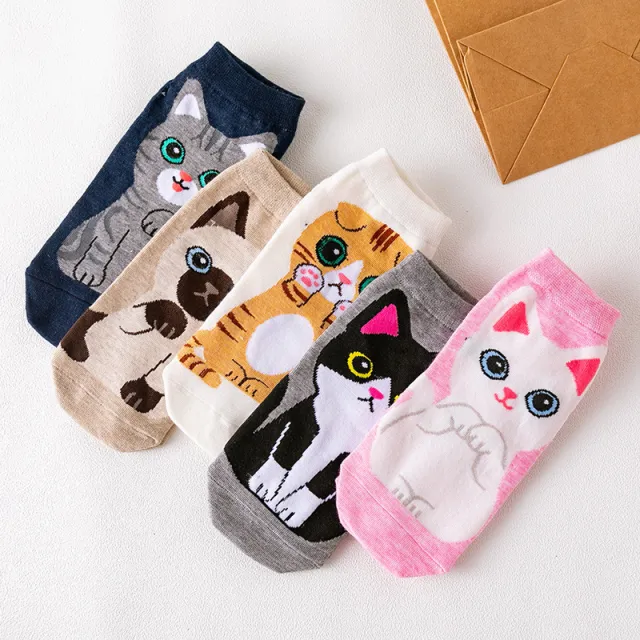 Women's Cartoon Straight Ankle Socks Cartoon Japanese Dogs And Cats Pattern Lucky Cat - Shop at LoveMi