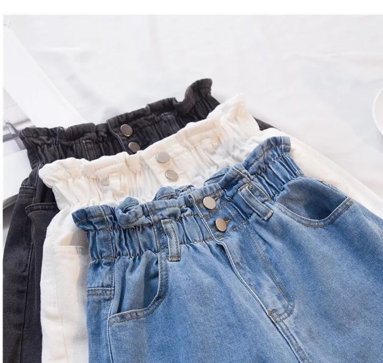 Title 3, High waist denim shorts with a loose fit, thin ...