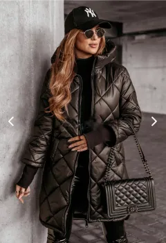 Women's Winter Hooded Cotton-padded Mid-length Cotton-padded Jacket - Black - View 1