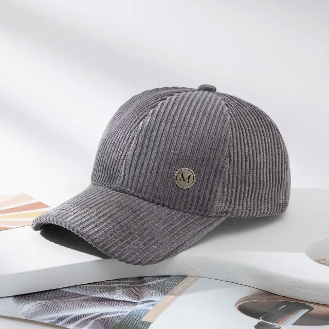 Warm Sunshade Blype Corduroy Metal Letter M Standard Baseball Cap Dark Gray - Shop at LoveMi