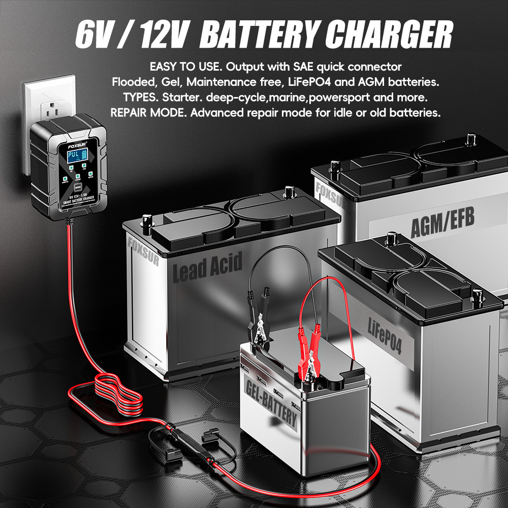 Title 6, 15A Mower Motorcycle Lead-acid Battery Charger