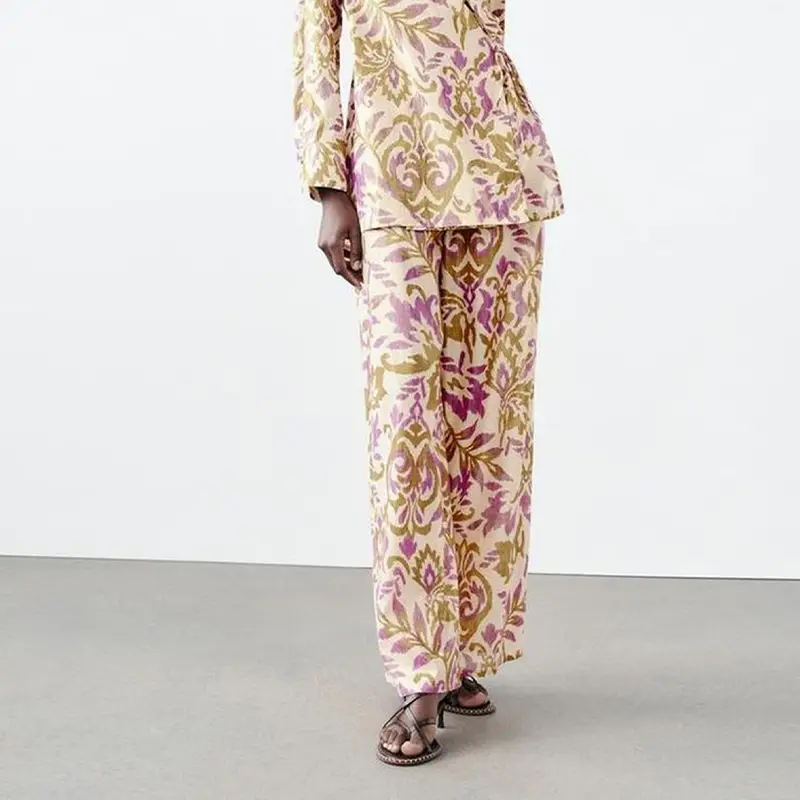 Floral Casual Pants Loose Slimming Wide Leg Pants