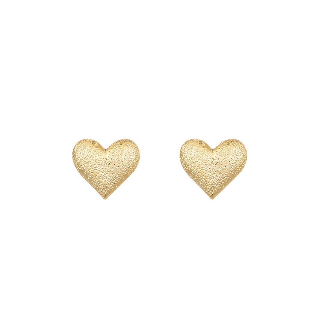French Simplicity Carved Texture Love Heart Stud Earrings Women's