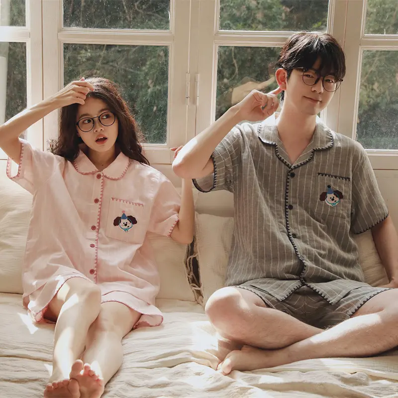 Cotton Gauze Short-sleeve Loungewear Pajama Set