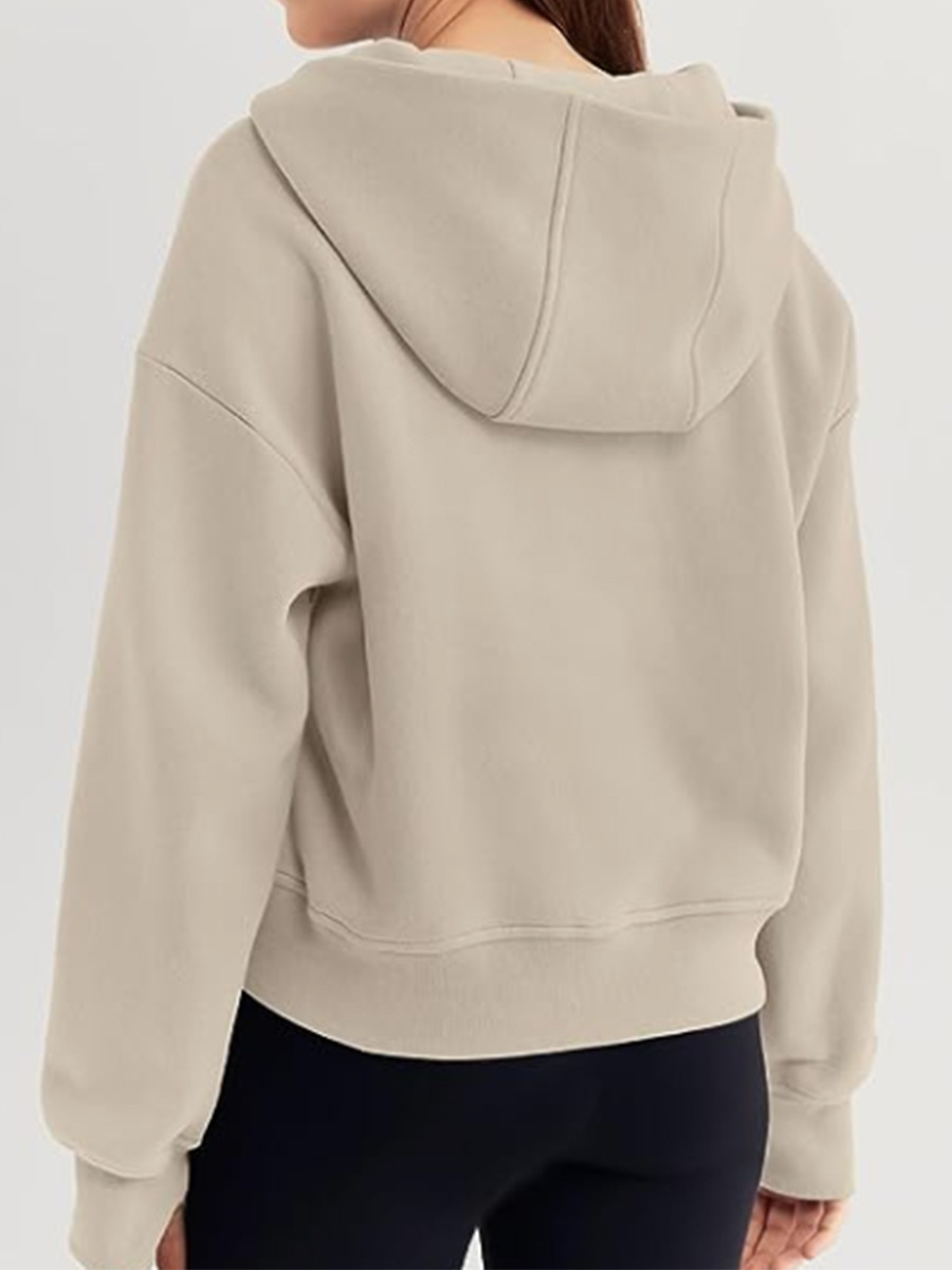 Autumn And Winter Zipper Long Sleeve Loose Hooded Sweater