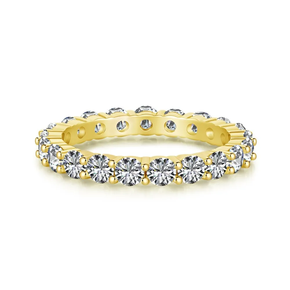 European And American Style S925 Sterling Silver Ring For Women - Gold White Diamond White