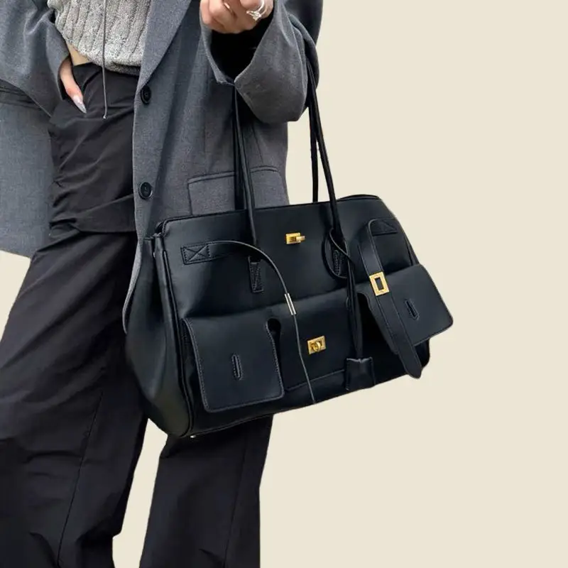 Large-Capacity Neutral-Style Tote Wing Genuine Leather Motorcycle