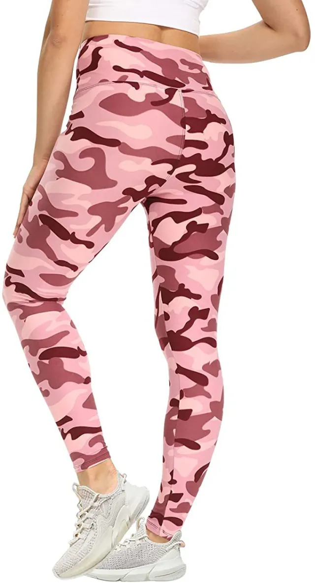 High Waist Leggings Women's Yoga Slim Waist Pink Camouflage - Shop at LoveMi
