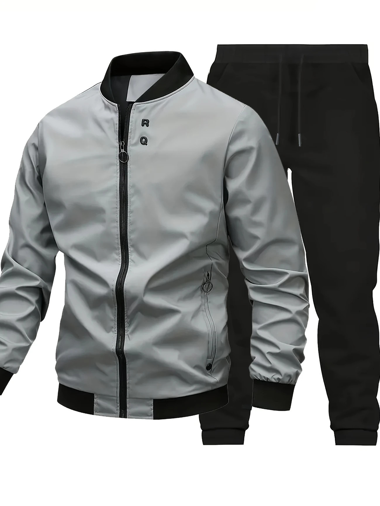 Mens Mandarin-collar Jacket And Ankle-tightening Pants Two-piece Set