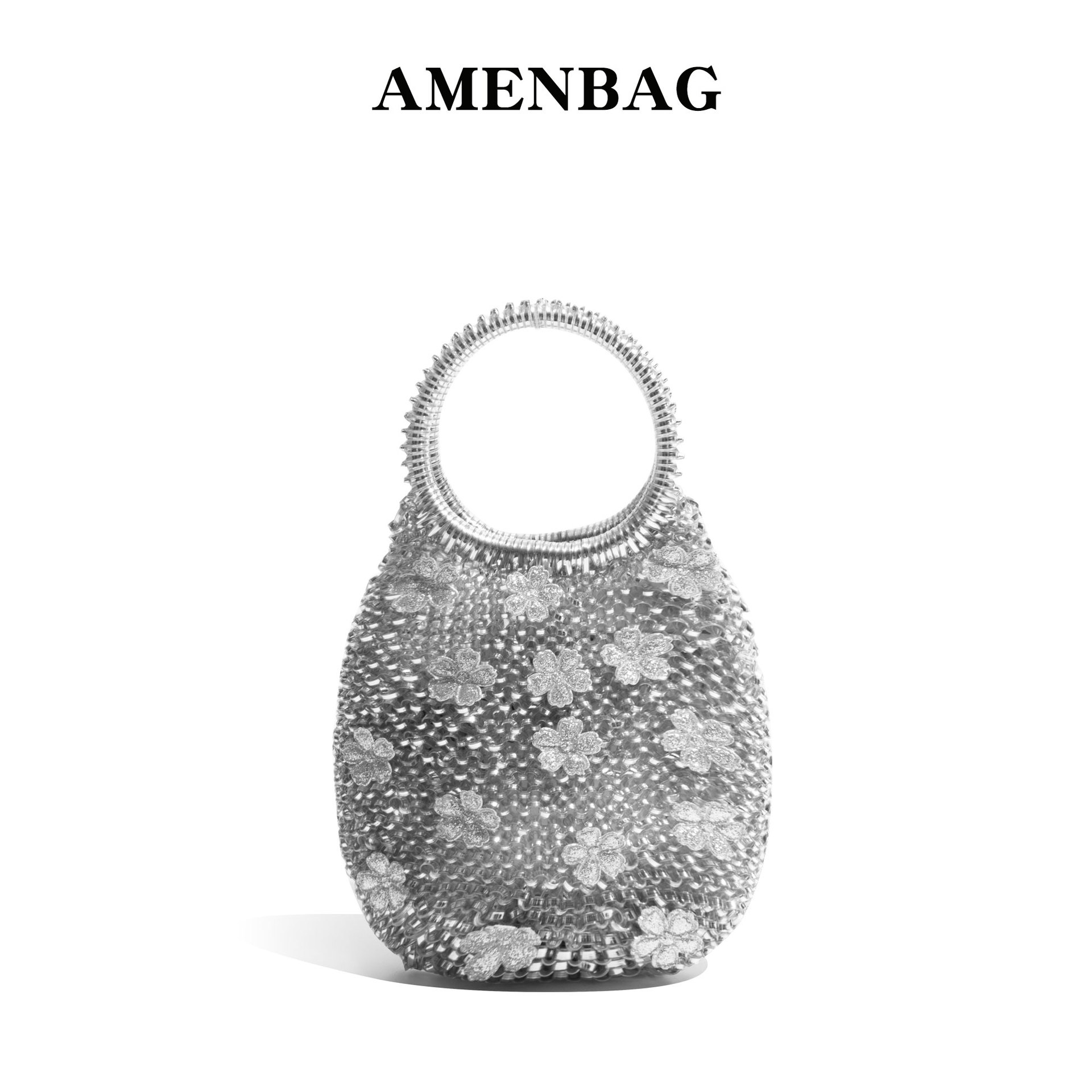 Silver Rainbow Floral Shoulder Bag Versatile Crossbody Handbag For Women Daily Use