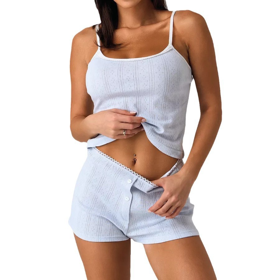 Women's Pajamas Summer Suspender Top Shorts Home Wear Two-piece Set - Image 3