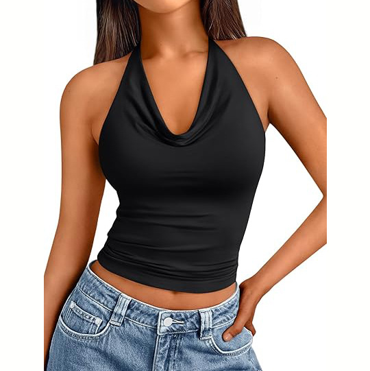 Sleeveless Slim-fit Soft Halter Top