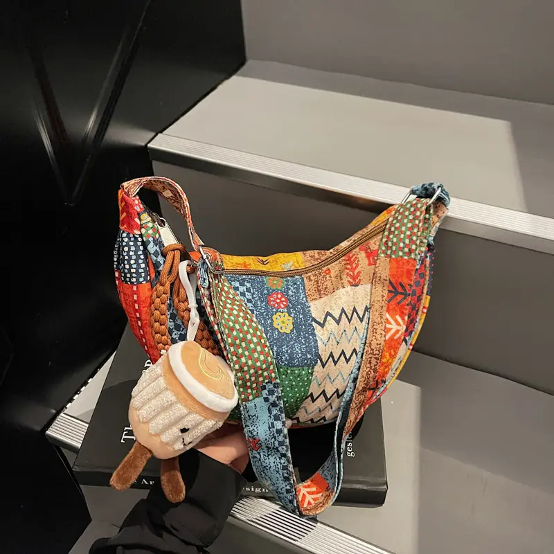 Textured Casual Personalized Fabric Bag Fashionable Single-shoulder