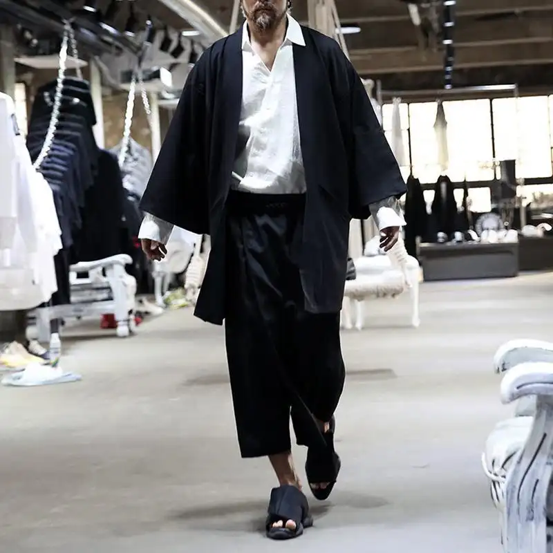 Mens Batwing-Sleeve Cardigan Loose Versatile Outerwear