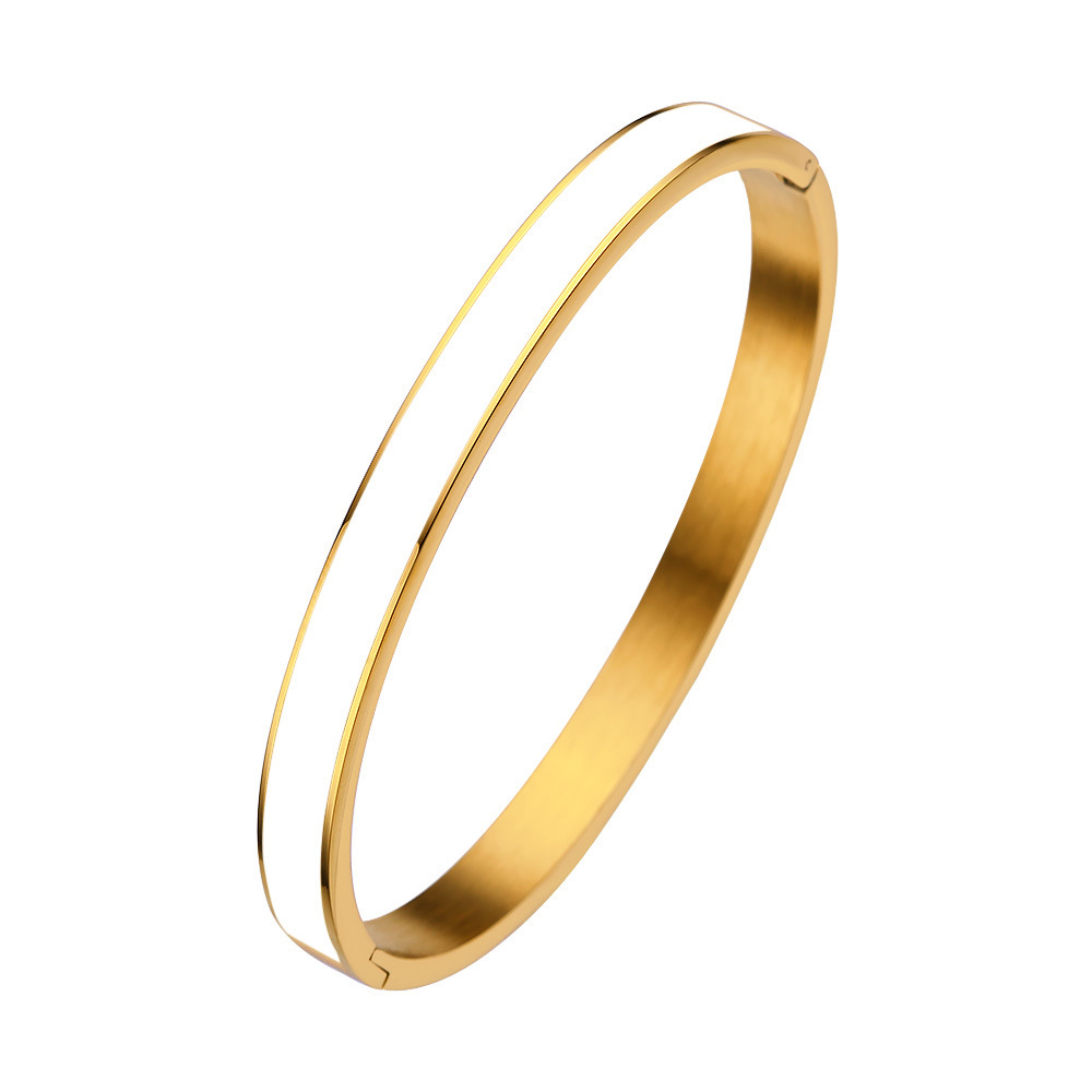 Stainless Steel Color Epoxy Women's Bracelet Gold Buckle