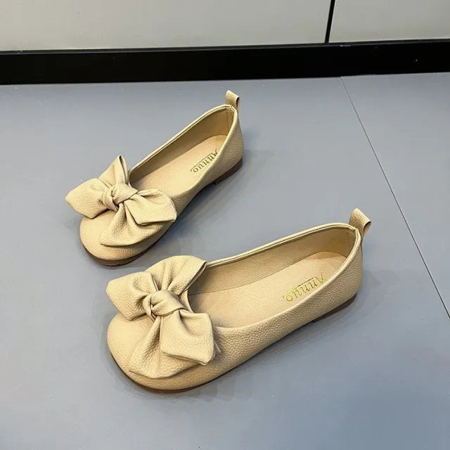 Plus Size Women's Shoes Bow Pumps Flat Gommino Soft Bottom Loafers Khaki - Shop at LoveMi