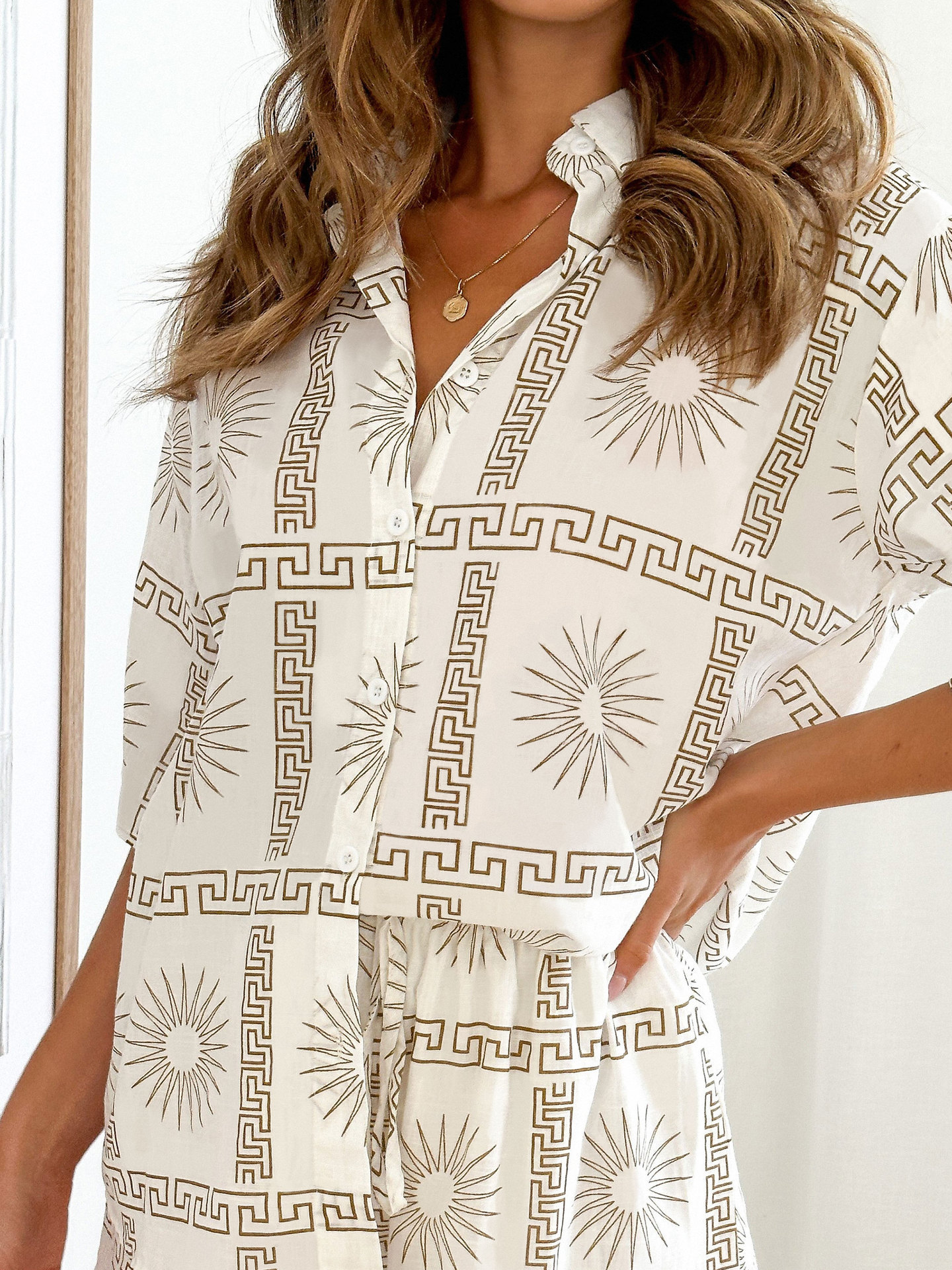 New Loose Casual And Comfortable Women's Short sleeved Shorts Shirt Two piece Set G57Z269 2Xs - Shop at LoveMi