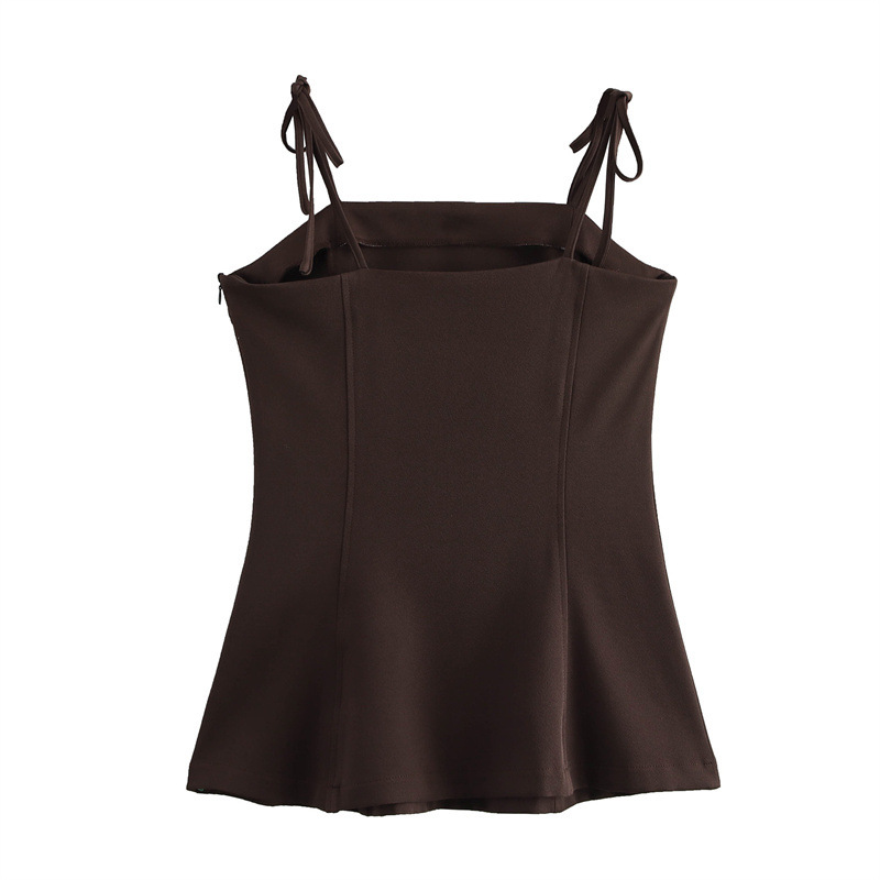 European And American Style French Fashion Bowknot Decoration Stretch Top