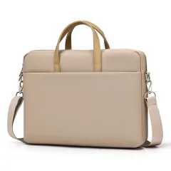Fashion Simple Student Shoulder Crossbody Laptop Bag Portable - Cold Sand Color-14.1 Inches - View 1