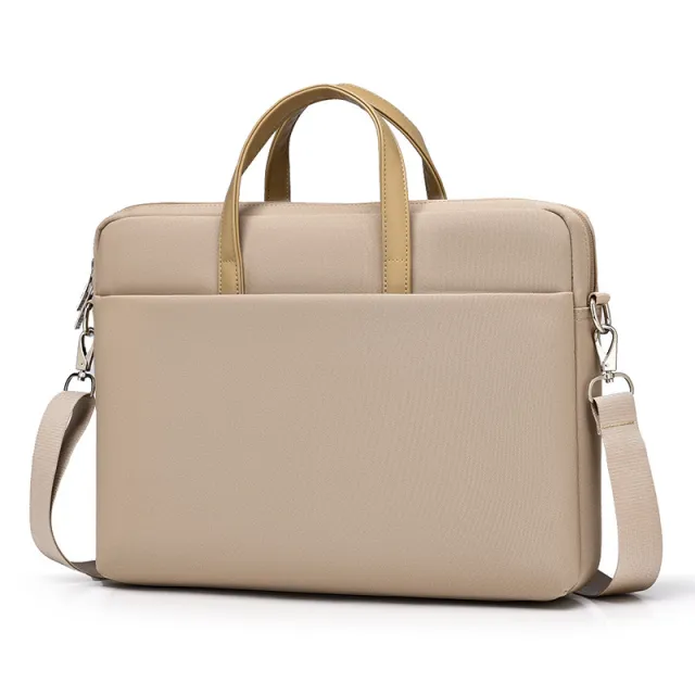 Fashion Simple Student Shoulder Crossbody Laptop Bag Portable Cold Sand Color 14.1 Inches - Shop at LoveMi