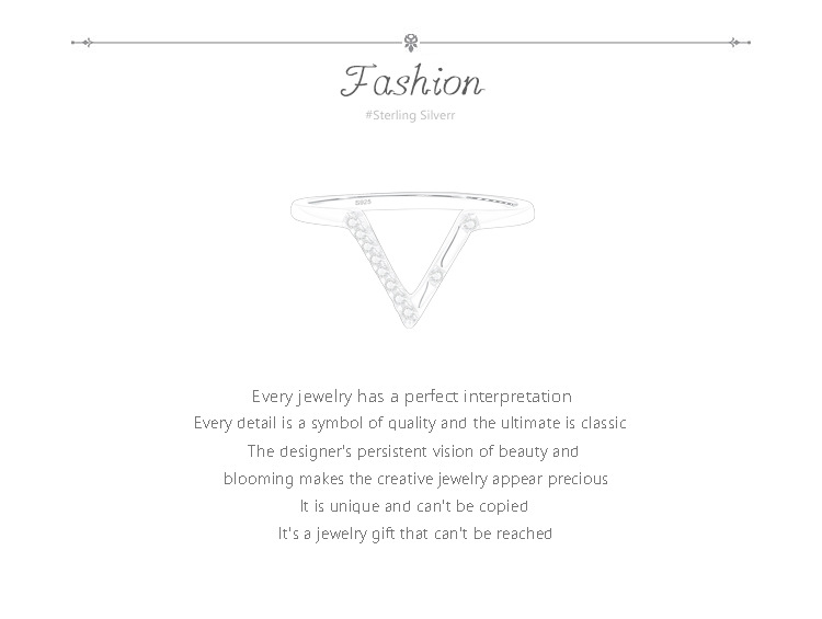 Women's Fashion V-shaped S925 Sterling Silver Ring