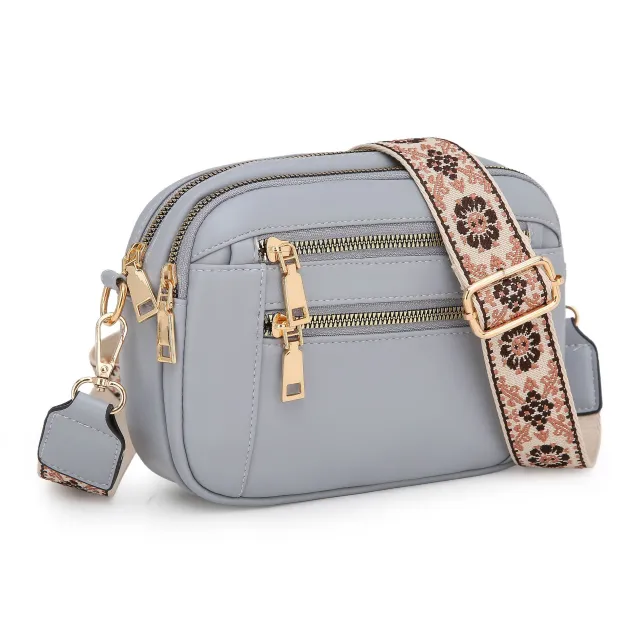 Ladies' Small Square Bag Two tone Leather Crossbody Bag Large capacity PU Crossbody Wallet Multi functional For Women's Bag Gray - Shop at LoveMi