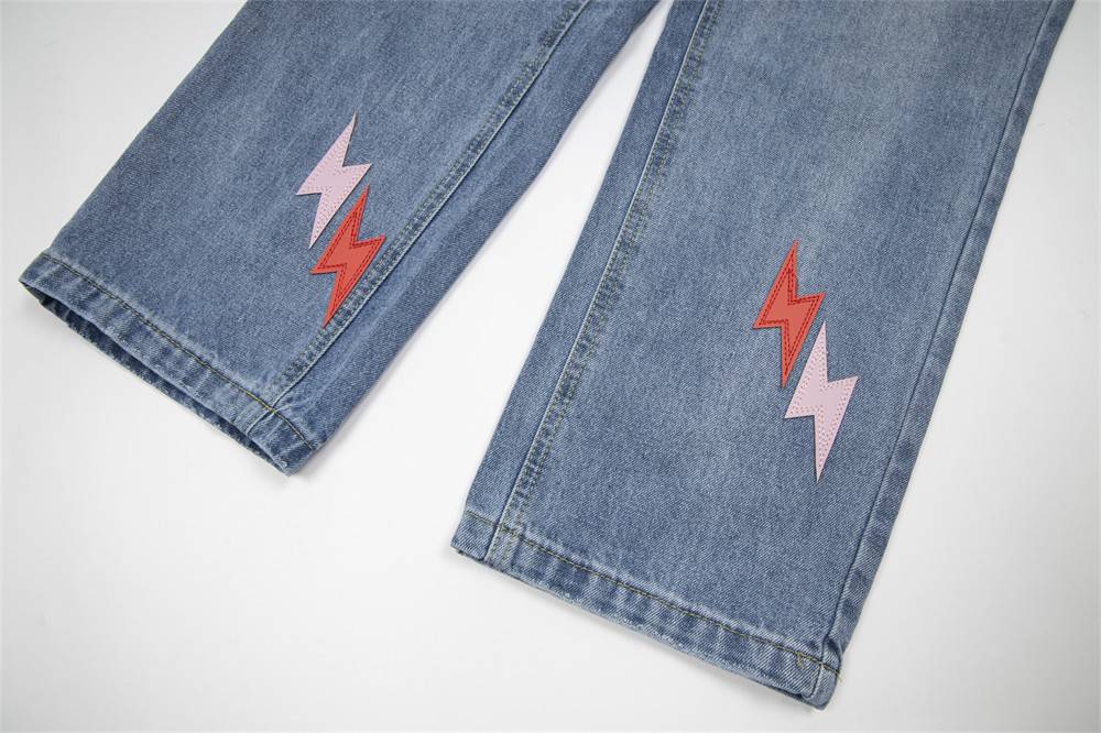 Lightning Embroidered Denim Trousers Men - Image 17