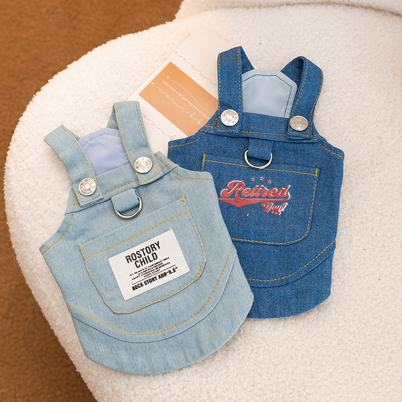 Summer Dog Pocket Suspender Denim Skirt Clothes