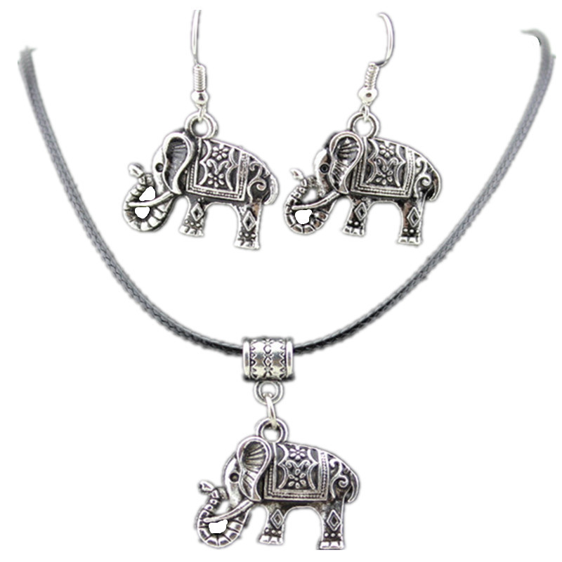 Alloy Elephant Necklace Earrings Jewelry Suit Lot