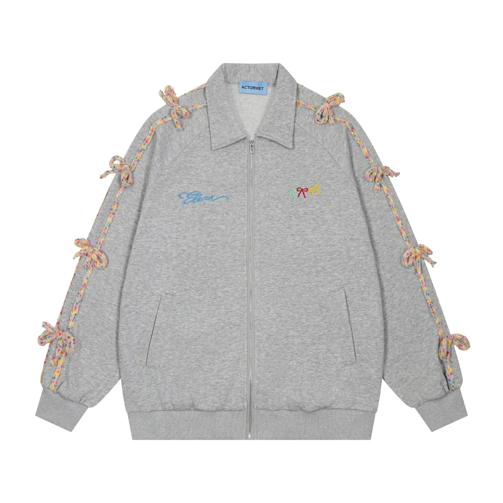 Trendy Loose All-Match Sports Sweater American High Street Design Jacket - Gray