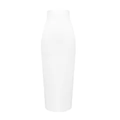 Mid-length Bandage Skirt Fashionable Elegant High Waist Elastic Hip One-step Skirt - White - View 1