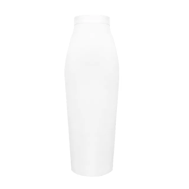 Mid length Bandage Skirt Fashionable Elegant High Waist Elastic Hip One step Skirt White - Shop at LoveMi
