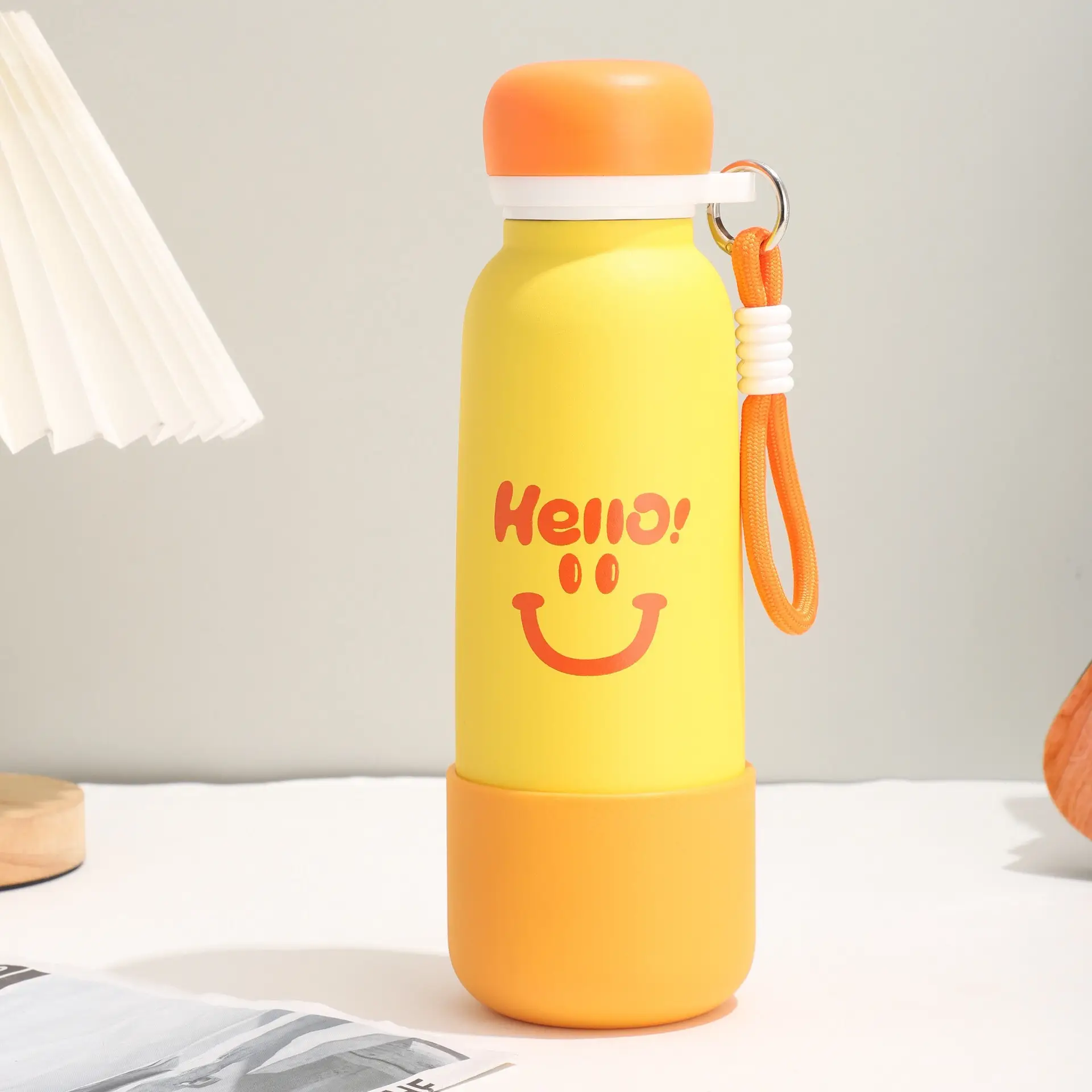 Stainless Steel Portable Handle Straw Sports Water Bottle