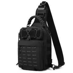 Outdoor Fashion Men's Sports Chest Bag Camouflage - Black - View 1