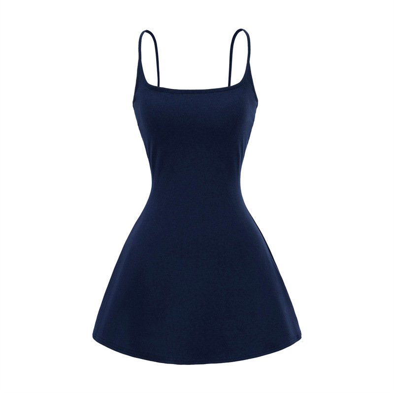 Pure Desire Style Sexy Spaghetti Straps Slimming Dress Navy Blue - Shop at LoveMi
