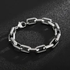 Men's Titanium Steel Bracelet Ins Niche Design Hip-hop Geometric Bracelet - Steel Colour - View 1