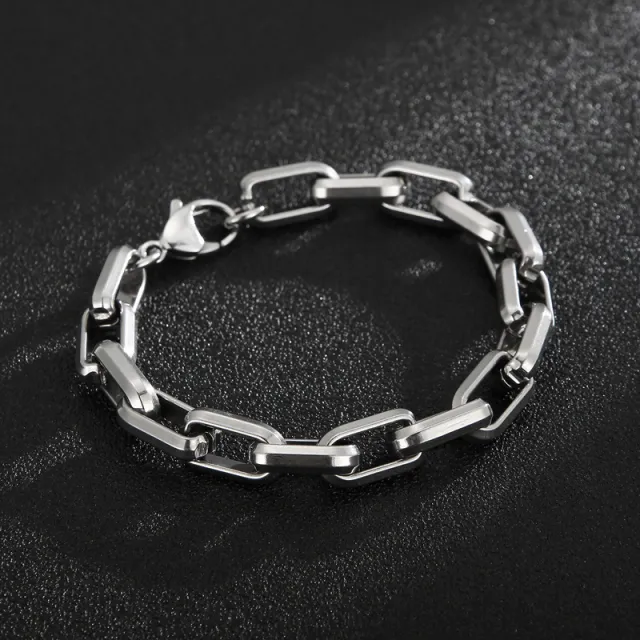 Men's Titanium Steel Bracelet Ins Niche Design Hip hop Geometric Bracelet Steel Color - Shop at LoveMi