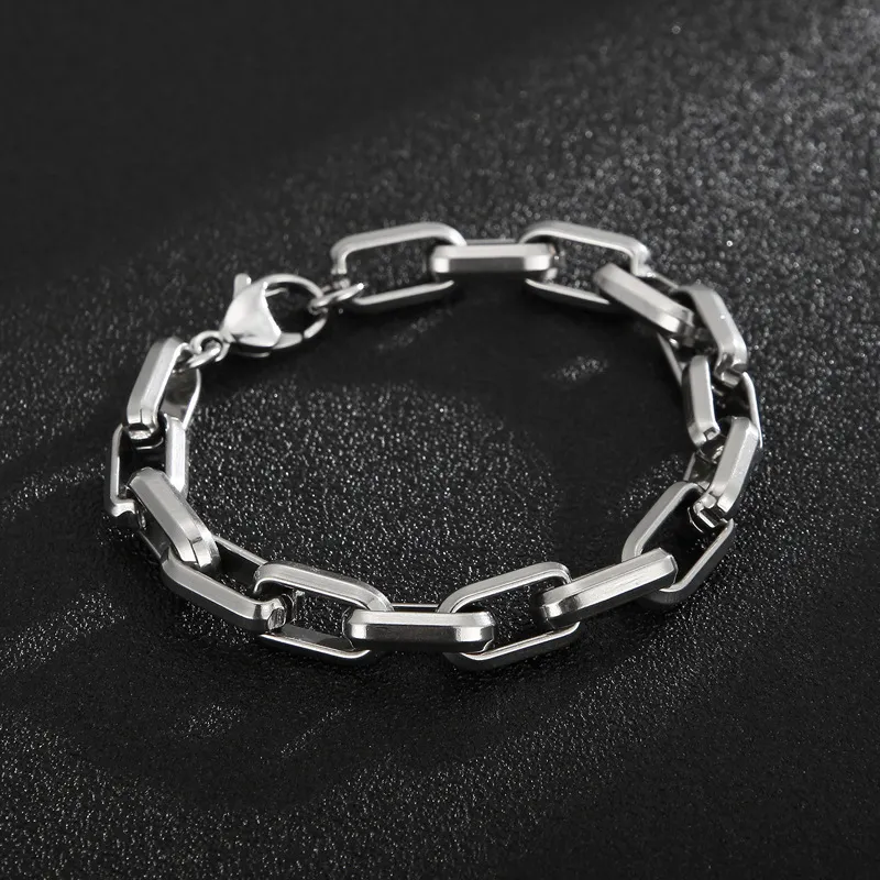 Men's Titanium Steel Bracelet Ins Niche Design Hip-hop Geometric Bracelet - Steel Color