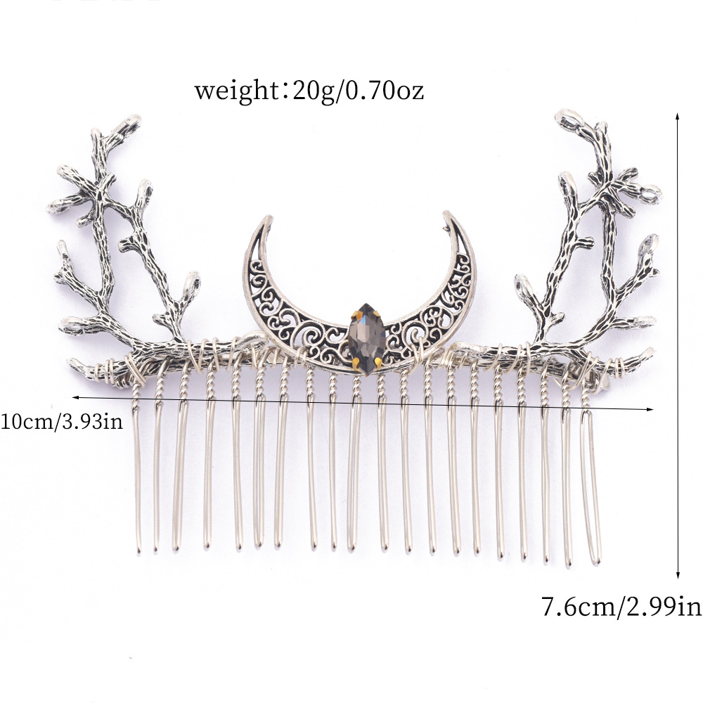 Retro Branch-and-Crescent Moon Hair Comb For Women Fashionable Headpiece