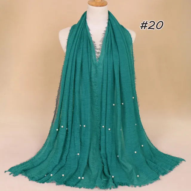 Women's Cotton And Linen Crumpled Monochrome Scarf 20Color Haqing - Shop at LoveMi