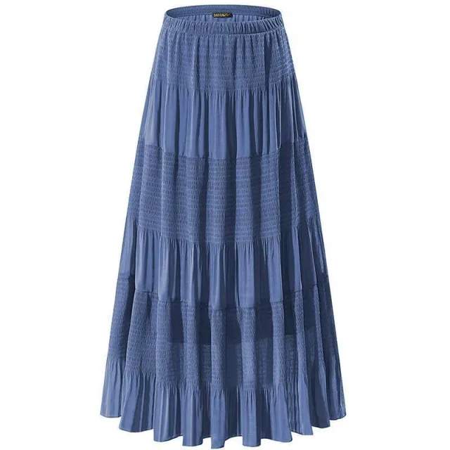 Women's Chiffon Elastic High Waist Pleated A Line Flared Bejablue - Shop at LoveMi
