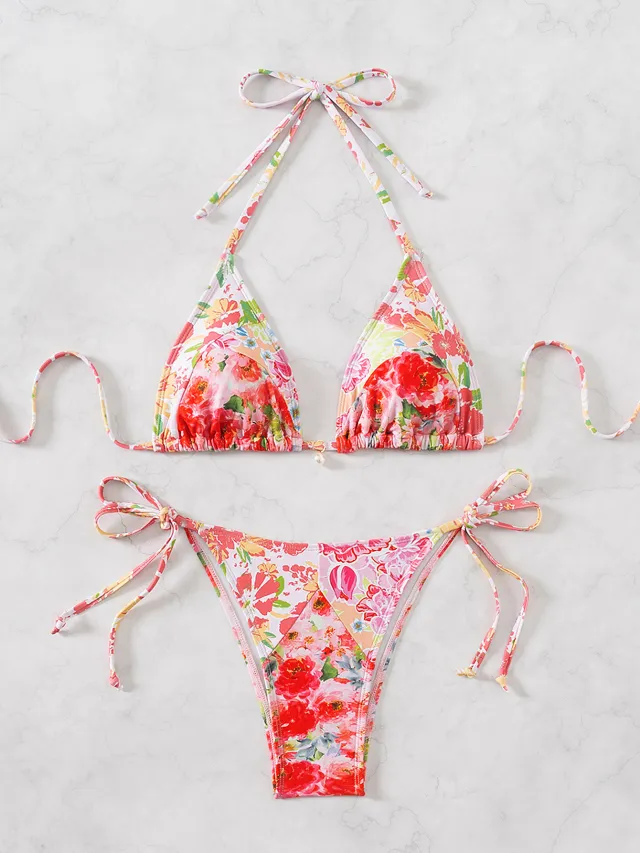 Triangle Cup Printed Sexy Bikini Split Swimsuit Ff842Pi M - Shop at LoveMi