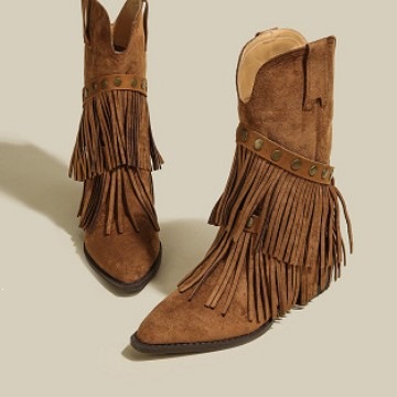 Retro Pointed-toe Western Chunky-heel Womens Boots