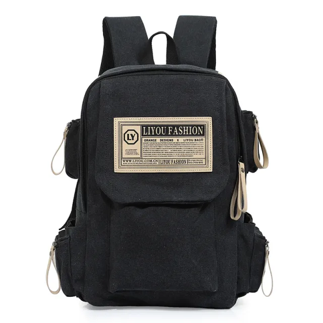 Canvas Leisure Sports Travel Backpack Black - Shop at LoveMi