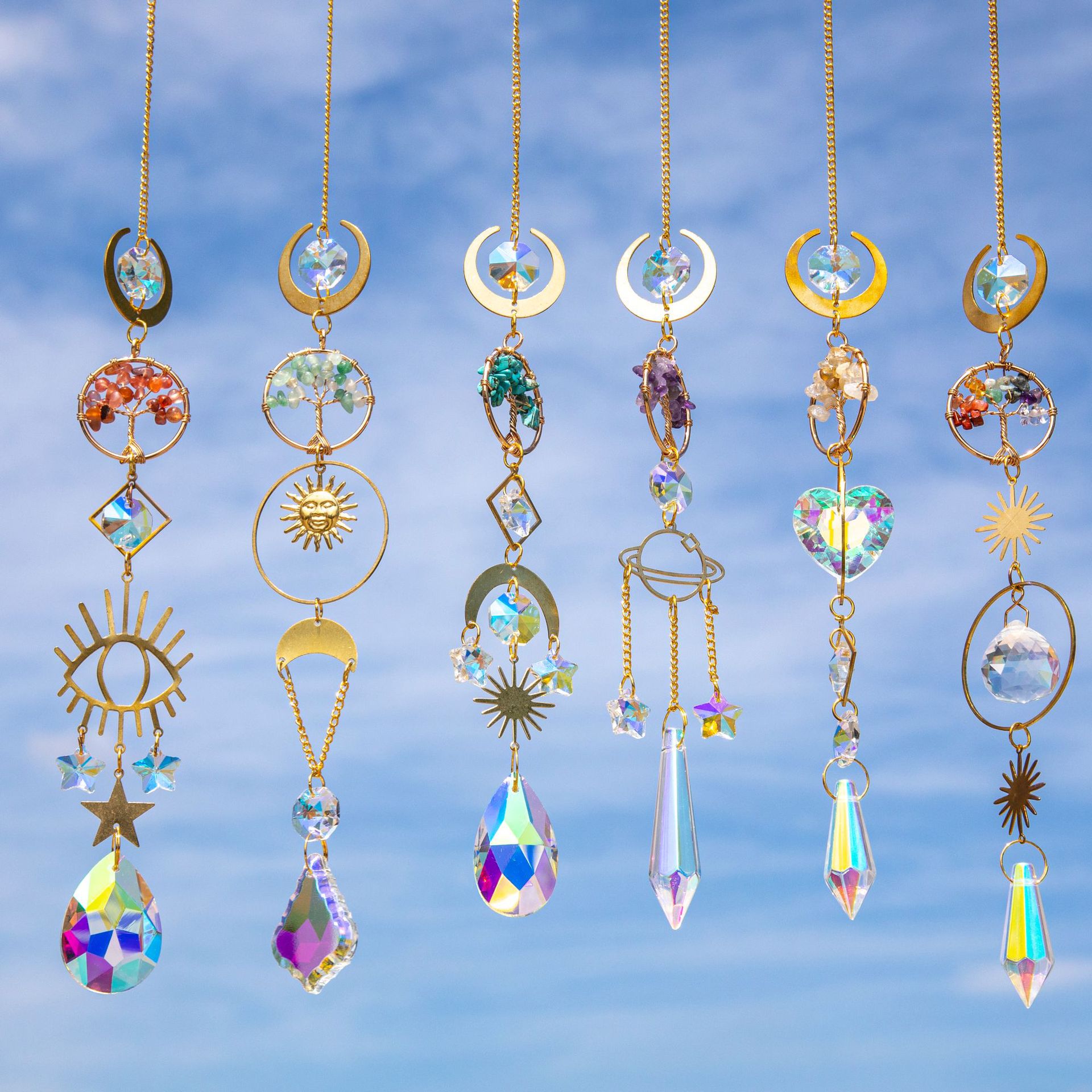 Title 1, Natural Gold Lucky Tree Crystal Sun Catcher Pen...