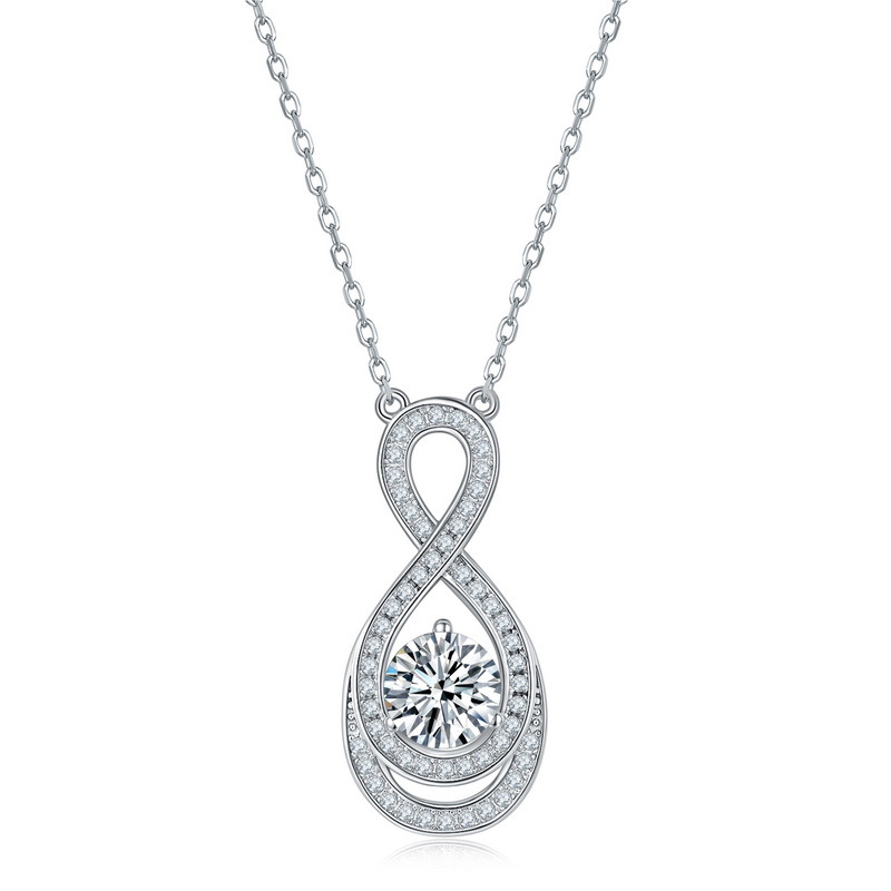 Women's S925 Silver Diamond 8-shaped Moissanite Clavicle Chain