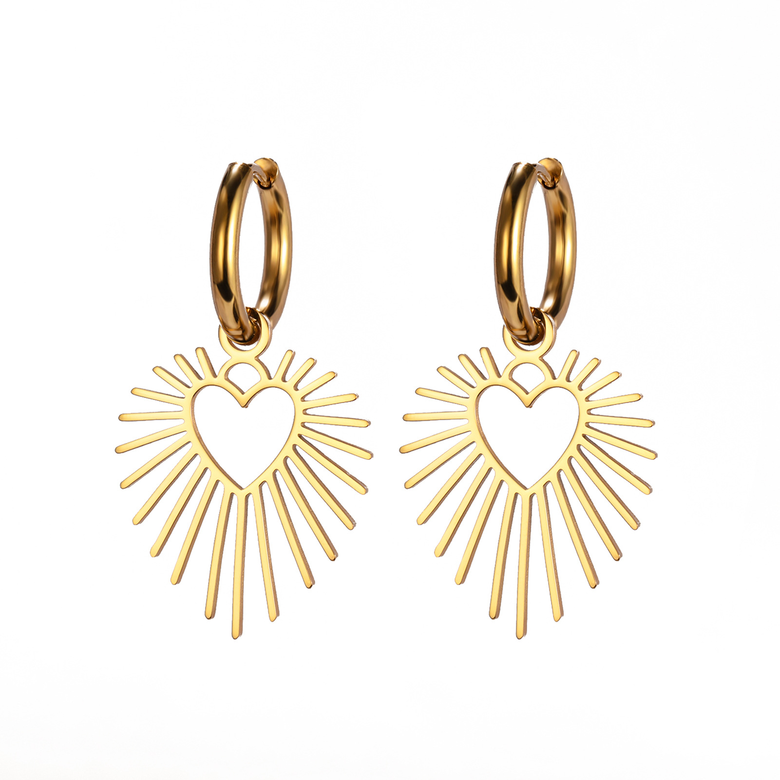 Geometric Heart-shaped Sun Pendant Pendant Earrings