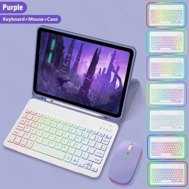 Ipad Protective Case Luminous Bluetooth Keyboard Leather Sheath - Image 17