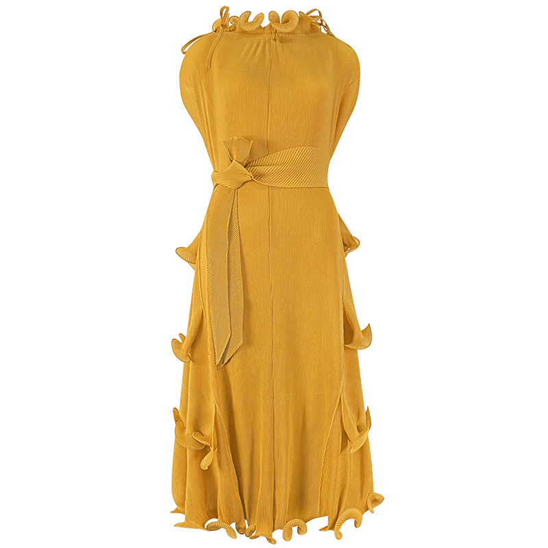 Autumn Short Sleeve Pleated Design Affordable Luxury Fashion Female Dress