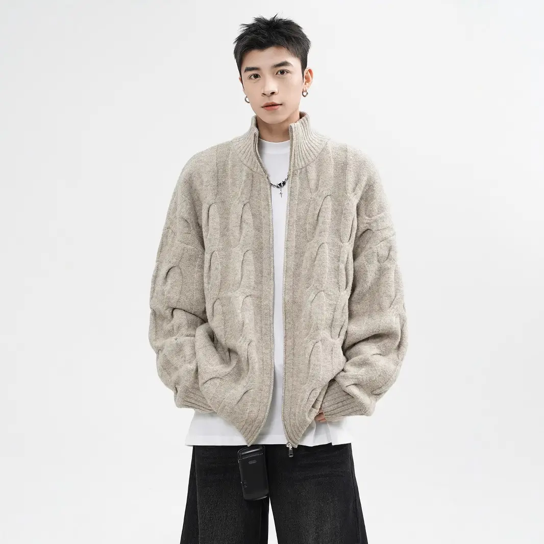 Retro Twist Cardigan Sweater For Men